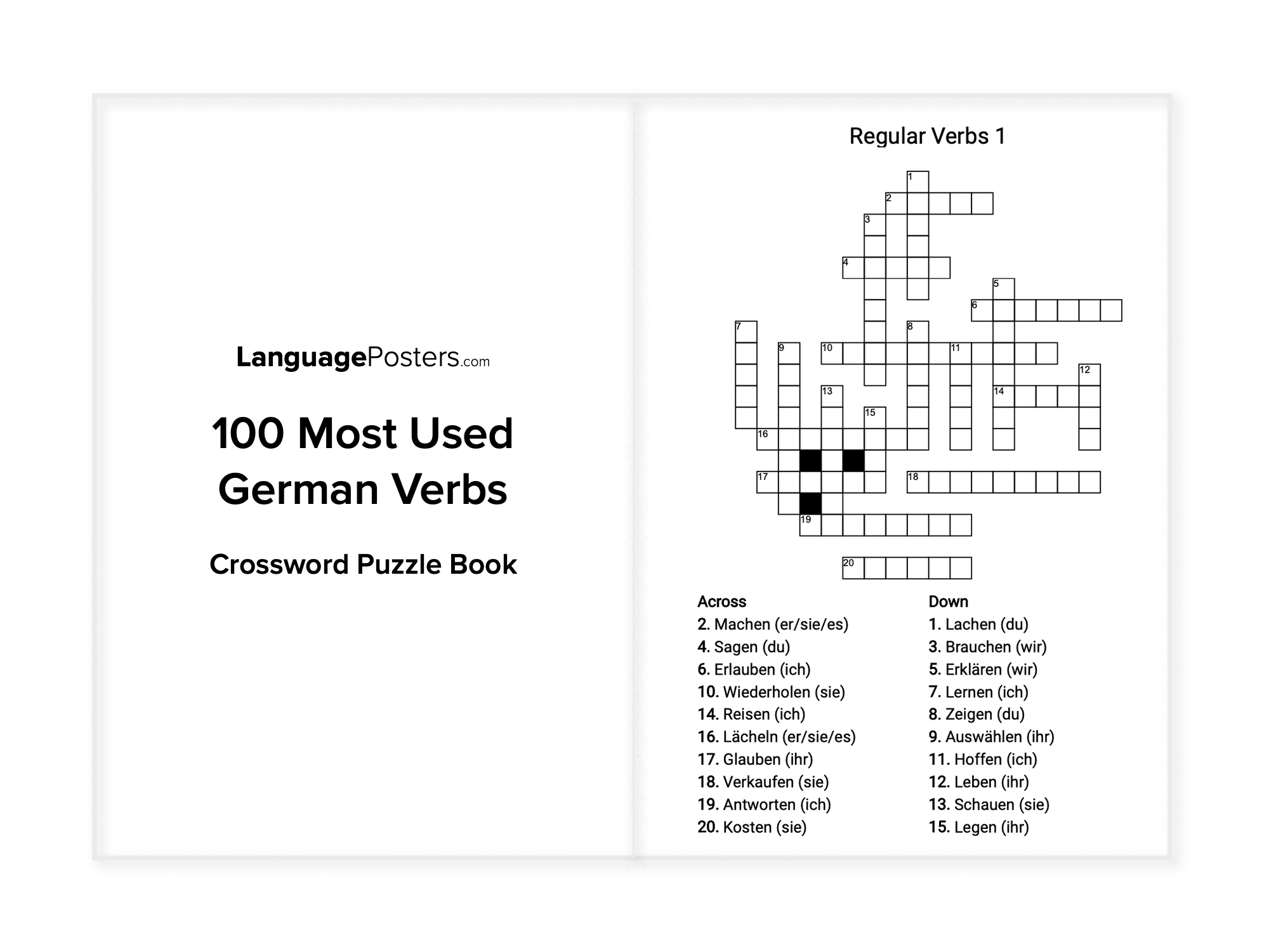 LanguagePosters.com - 100 Most Used German Verbs Crossword Puzzle Book Preview