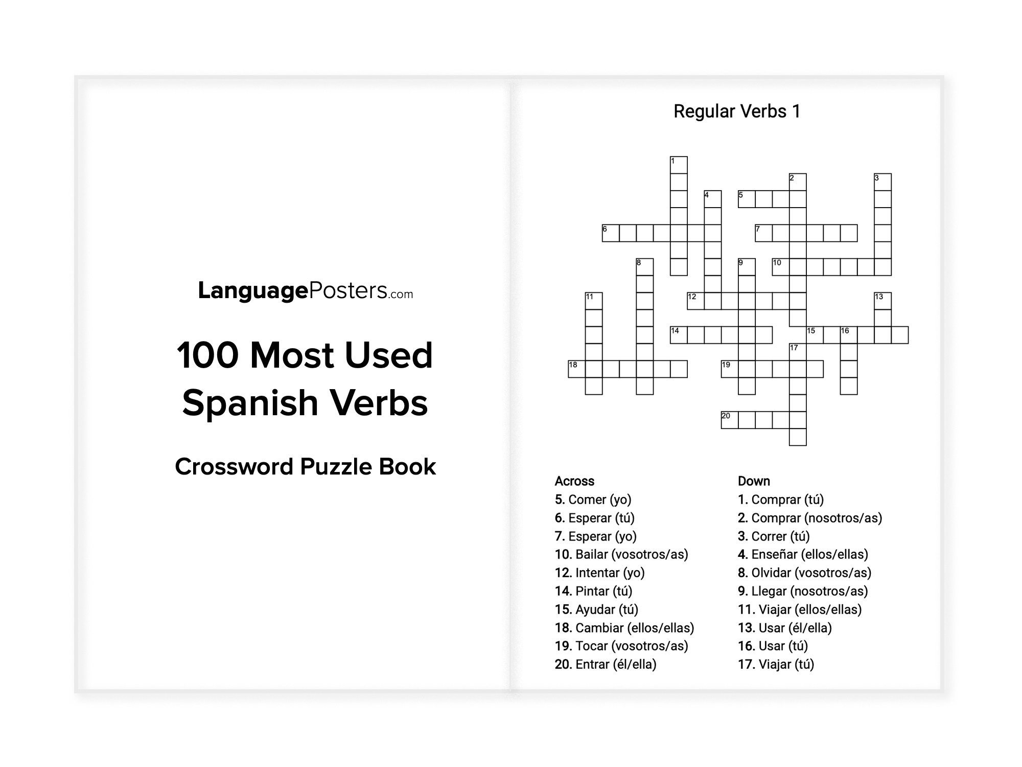 LanguagePosters.com - 100 Most Used Spanish Verbs Crossword Puzzle Book Preview